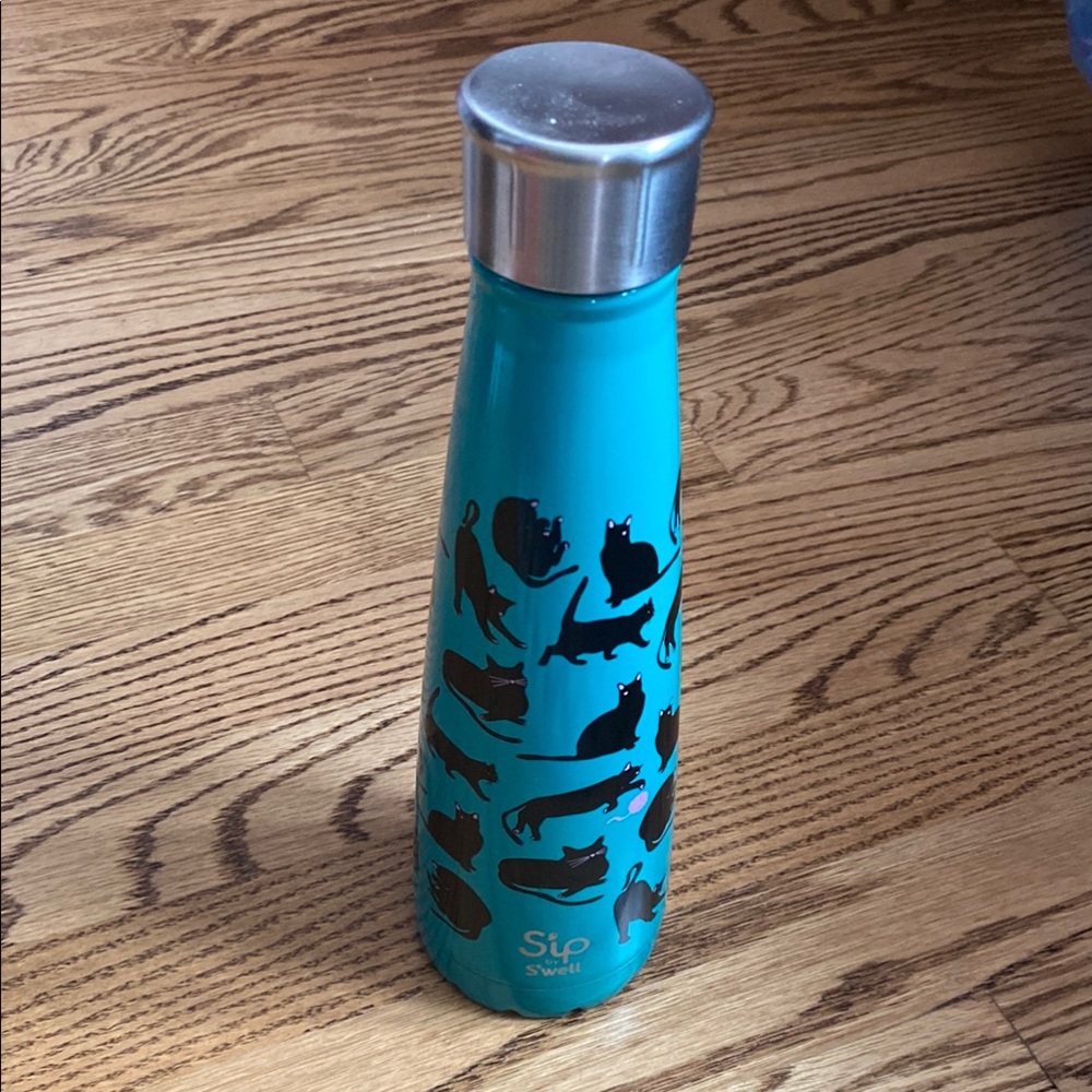 Swell Teal Cat Silhouette Water Bottle